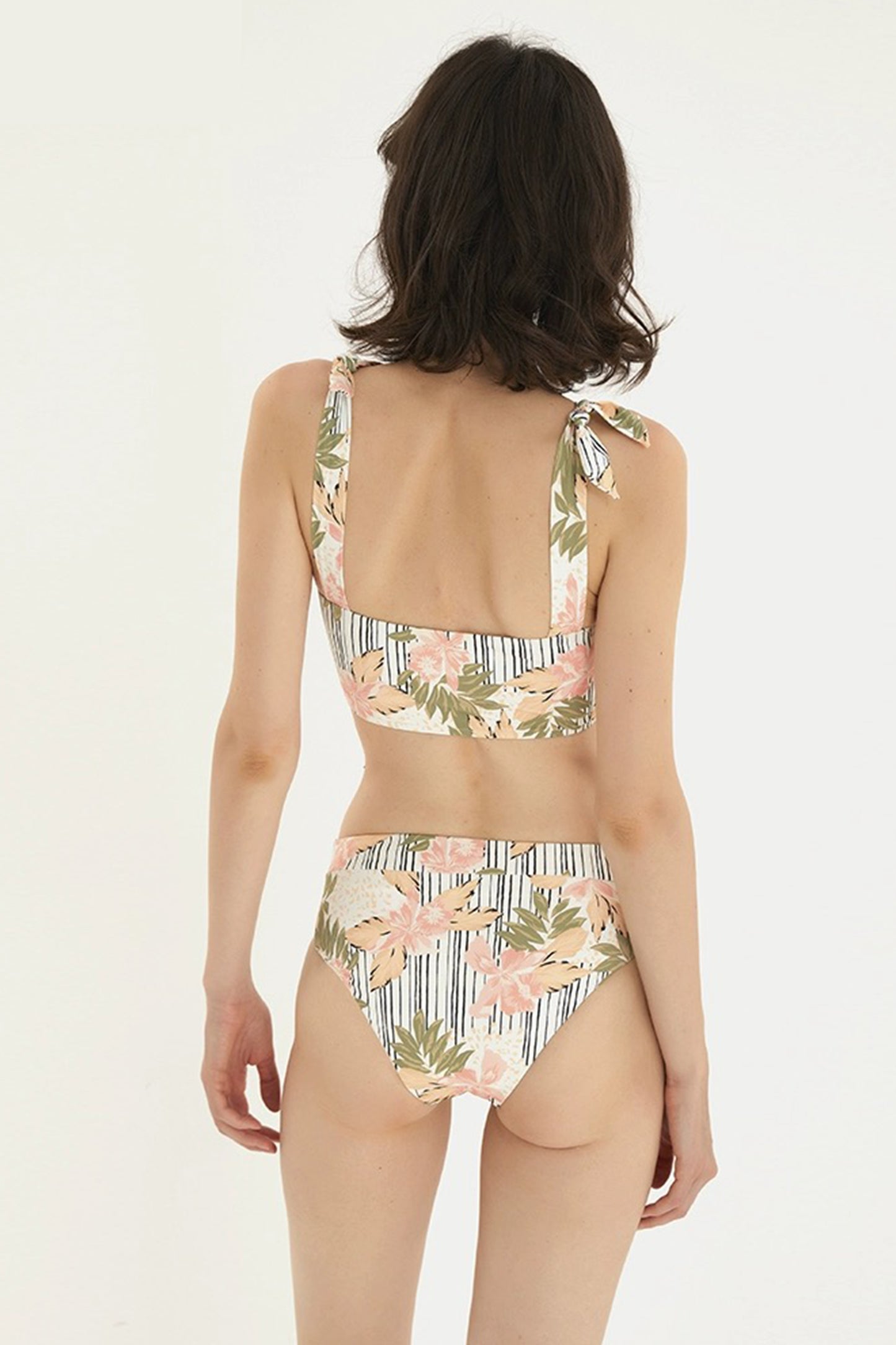 Floral Tie Strap Bikini Set