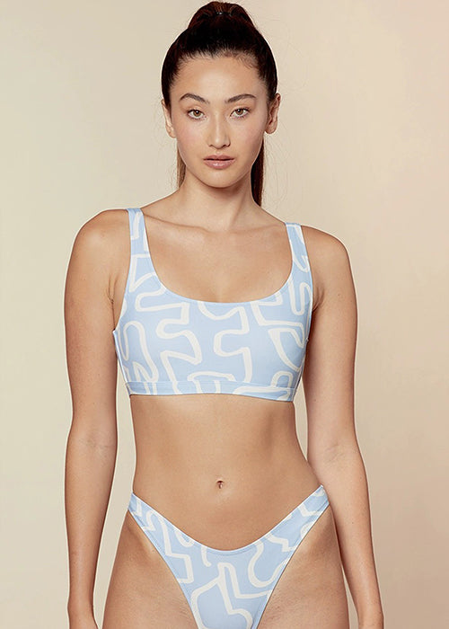 Thick Strap Scoop Crop Bikini Set