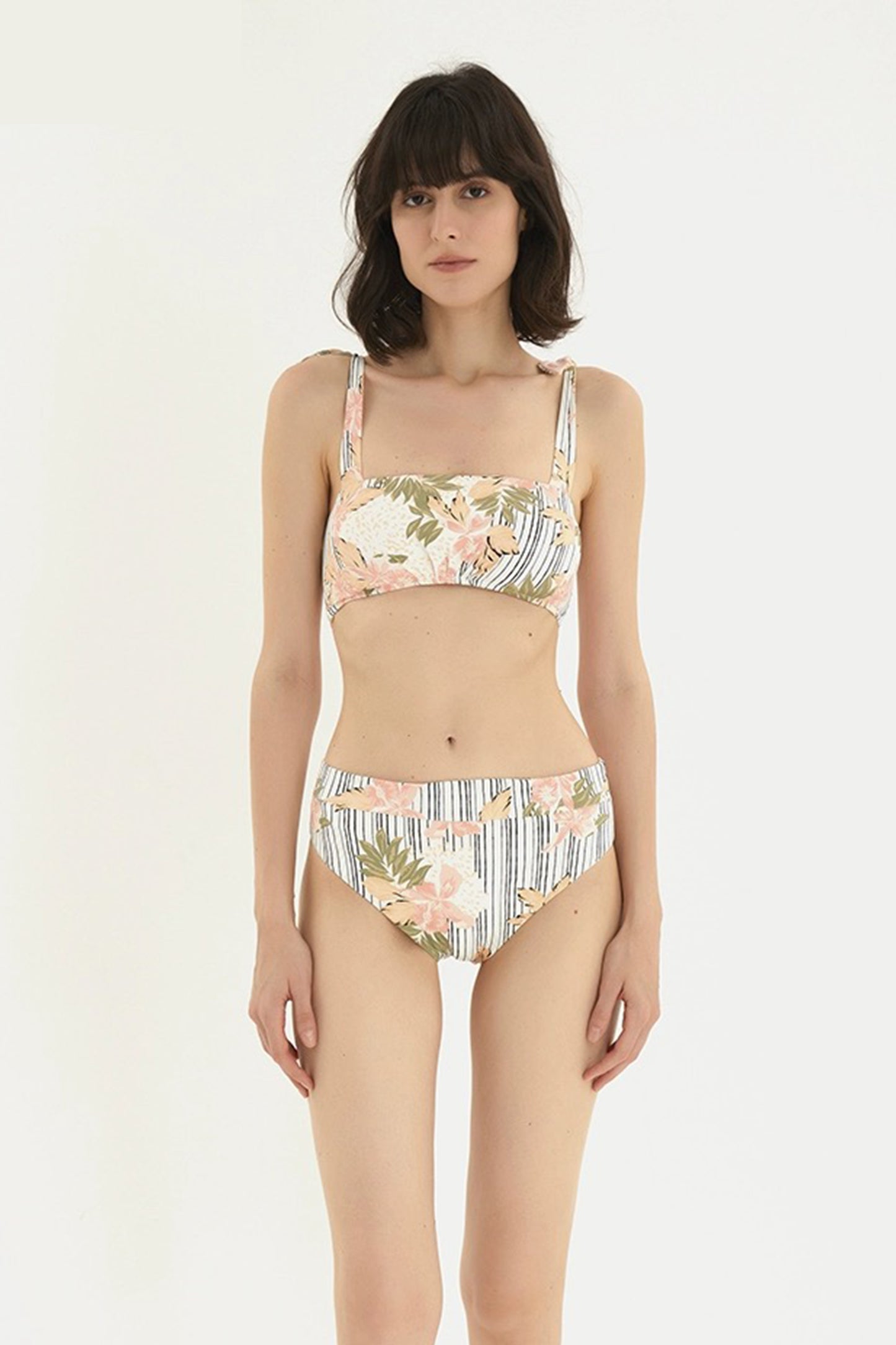 Floral Tie Strap Bikini Set