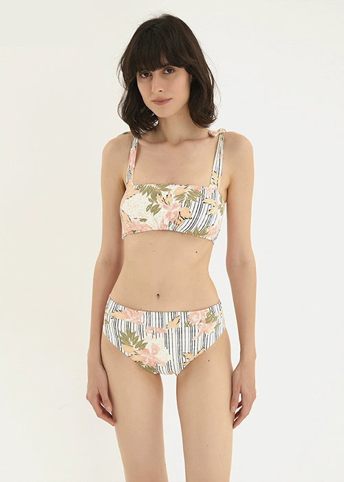 Floral Tie Strap Bikini Set